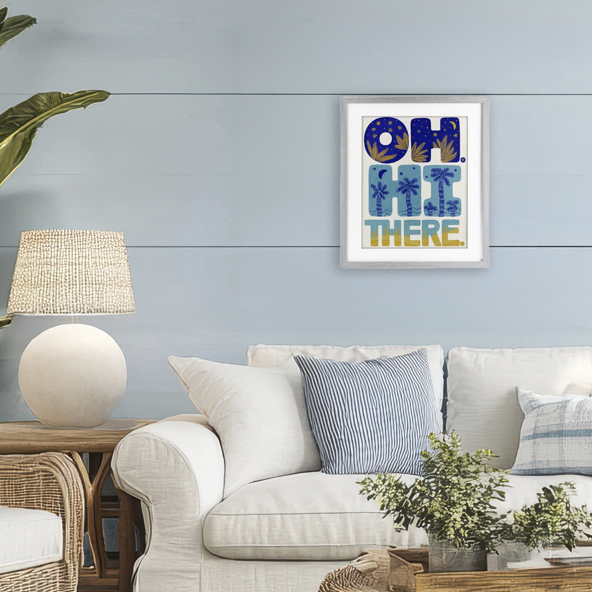 Stupell Industries Oh Hi There Tropical Gray Framed Print Under Glass, design by Connie Summers