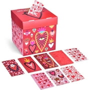 Fun Little Toys Valentine's Day Cards for Kids and Mailbox for Classroom Exchange, 1 Box and 32 Valentine Cards, Heart Shaped Valentine Cards for Kids, Elementary School Activites, Kids Party Favors