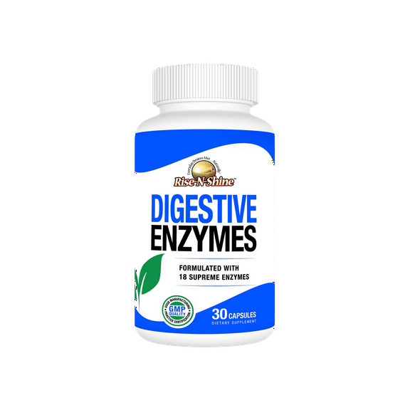 Rise-N-Shine Digestive Enzymes for Men and Women, Dietary Supplement, Protease, Probiotics, 30 Count