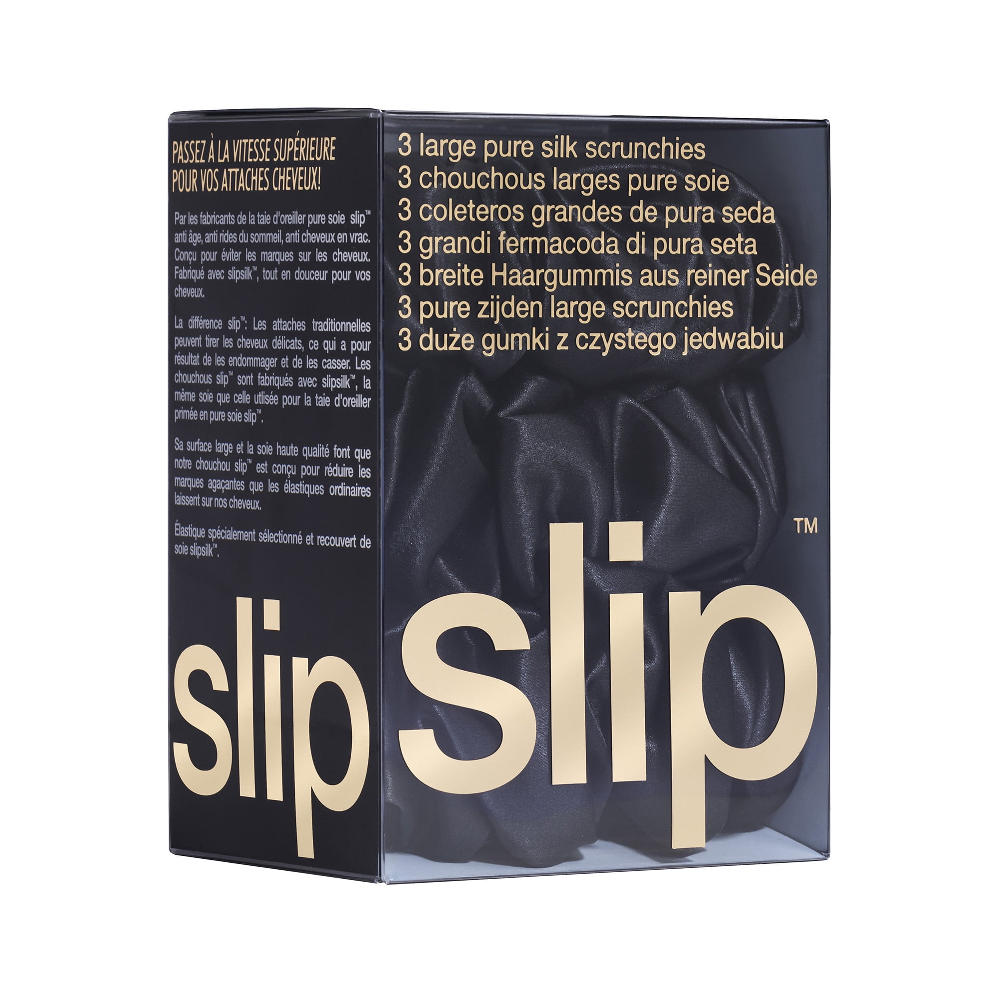 Slip Pure Silk Scrunchies Hair Tie, Black, 3 ct