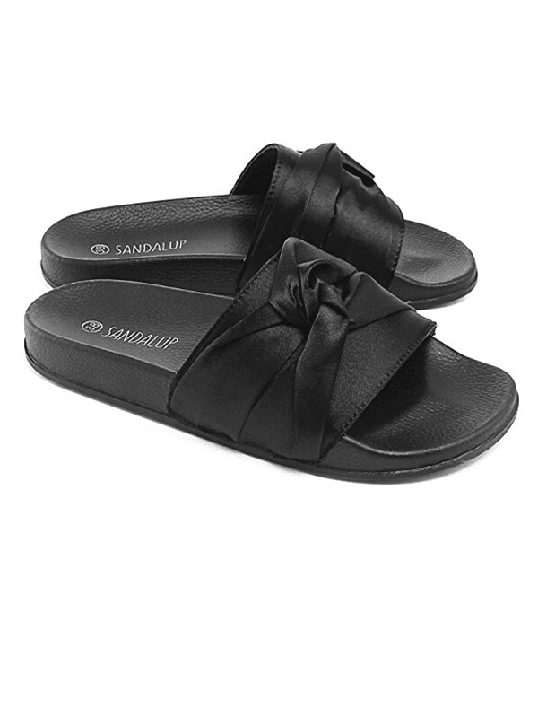 Sandalup Black / Sliver / Pink Single Strap Slipper Flip Flops for Women , Cross Slipper Slide
