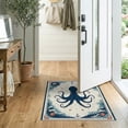 thumbnail image 2 of ODIKA 2'x3' Washable Accent Rug Circle Vintage Nautical Octopus Maritime Wave Border Compass for Bedroom, Nursery, RV, Pet Friendly, Bedside Mat, 2 of 7
