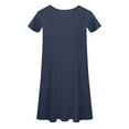 thumbnail image 6 of Spazoro Toddler Girls A-Line Dress, Round Neck Solid Color Short Sleeve Casual Princess Dresses for Child Girls Navy Size 13 T, 6 of 6