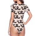 thumbnail image 4 of The Xecao Cute Puppy Women's Crew Neck Body Suit, a short-sleeved bodysuit and basic swimsuit, both comfort and style for dating and daily life, 4 of 9