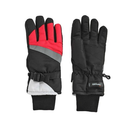 Aquarius Big Girls Thinsulate Reflective Ski Gloves - Black &