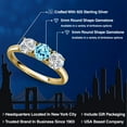thumbnail image 2 of Gem Stone King 18K Yellow Gold Plated Silver Blue Apatite and Lab Grown Diamond Engagement Ring for Women | 1.50 Cttw | Round 5MM | Gemstone Birthstone | Size 5, 2 of 6