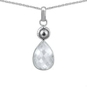 Orchid Jewelry 925 Sterling Silver 6.40ct TGW Genuine WhiteTopaz Necklace