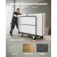thumbnail image 4 of VEVOR Drywall Cart Dolly, 1800 lbs Load Capacity, 2-in-1 Steel Panel Truck Cart with 5 inch Swivel Casters, 36 x 24 inch Platform Truck with 3 Side Handrails for Factory, Warehouse, Garage, Black, 4 of 9