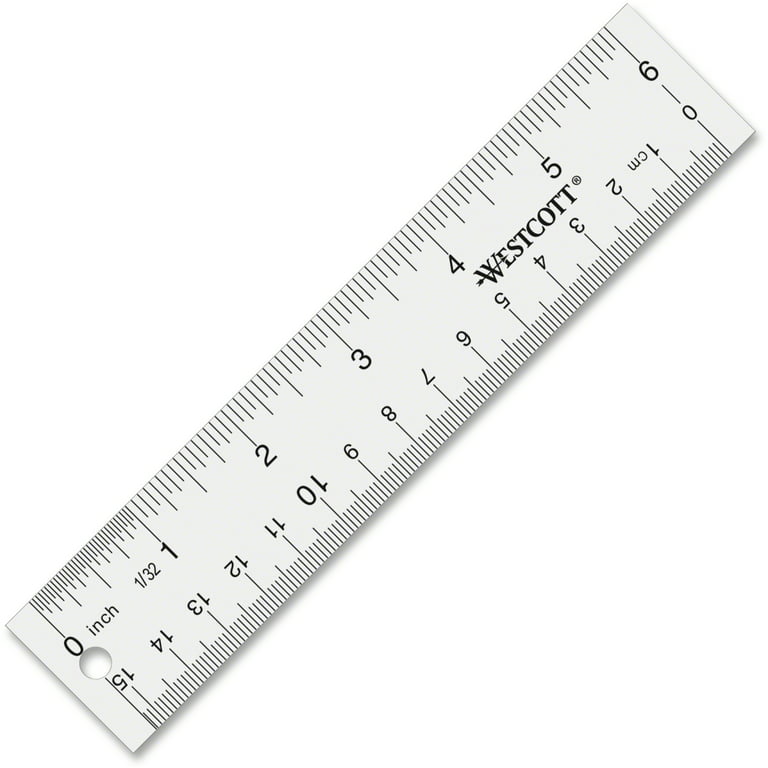 Westcott 6 Acrylic Ruler, Imperial, Metric, Clear, 0.04 lb., for Office, 1  Count 