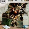 thumbnail image 3 of Galloping Horese Pattern Print Flannel Throw Blanket, 3 of 8