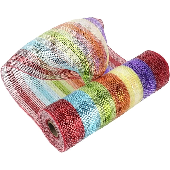 1Rolls Mesh Ribbon Gold Deco Mesh Ribbon 10 Inch Wide Golden Mesh Ribbon for Christmas Tree Metallic Mesh Roll Decorative Mesh Ribbon for Wreaths Garland Swag Basket Craft Supplies (30 Feet)