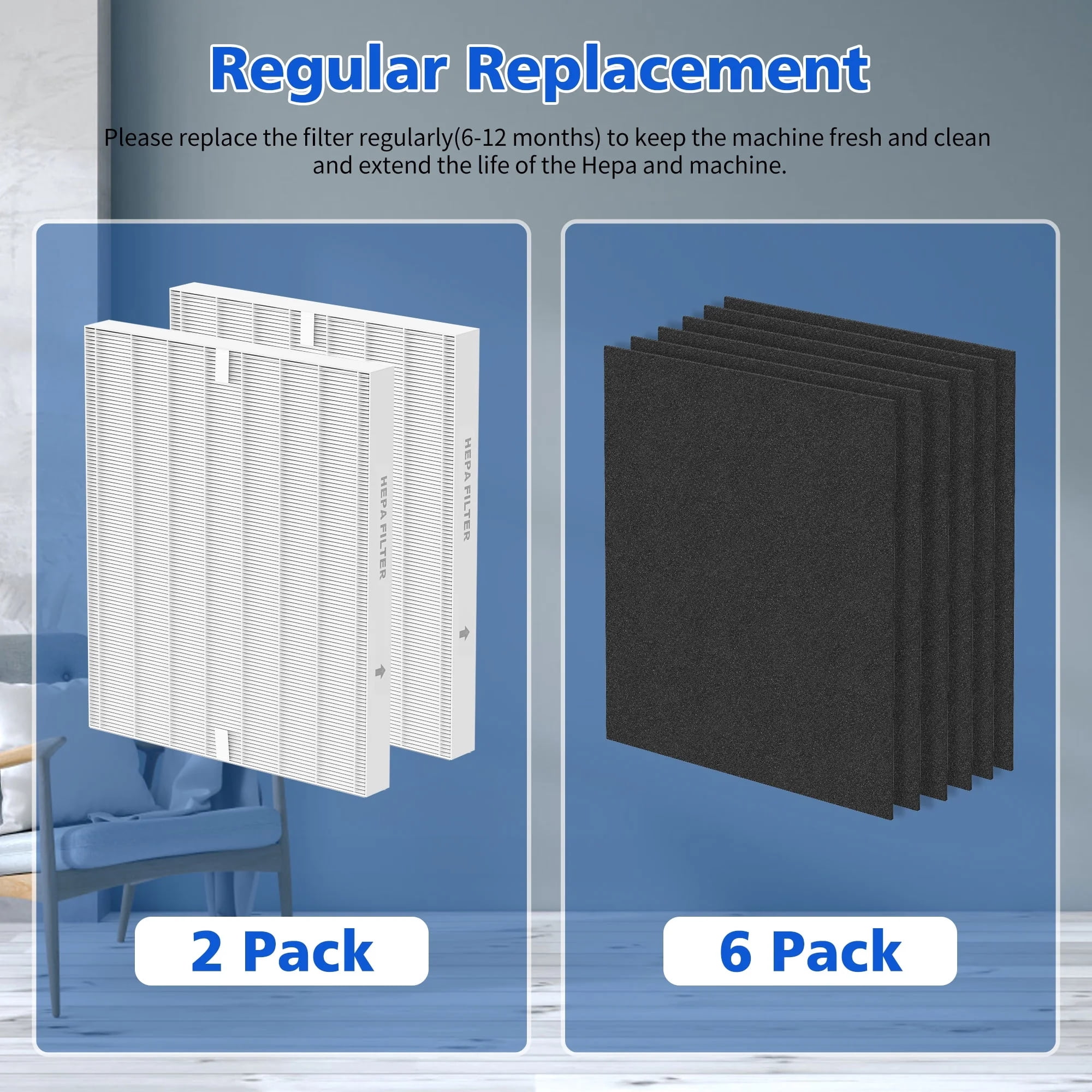 2-Pack Airmega AP-1512HH Filter Replacement for Coway AP-1512HH-FP, Airmega 200M Mighty, AP-1518R, AP-1519P Air Purifier