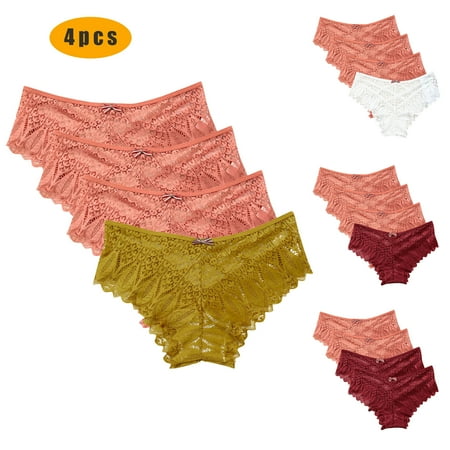 Kmdttou Women s Seamless Underwear Sexy Lace High Cut Panties Comfort Bikini Panty Stretch Underpants Breathable Ladies Briefs (Available in Plus Size) Yellow-XL