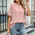 thumbnail image 5 of Trgacdwlo S-6XL Plus Size Women's Tunics Crew Neck Womens Short Sleeve Tops Hide Belly Summer Beach Pink Tops for Women, 5 of 7