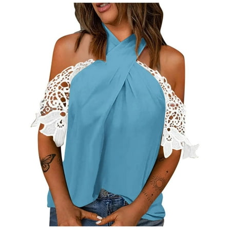 

Womens Blouses And Tops Dressy Womens Tops Casual Women Solid Color Bra Top Trendy Short Sleeve Tee Shirts Cute Halter Neck Strapless Top Blusas Elegantes de Mujer Para Fiesta