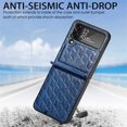 thumbnail image 6 of Techcircle Folding Case for Samsung Galaxy Z Flip 4 (6.7" 2022 Release), Leather Texture Surface Embossed Diamond Grid Shockproof Anti-drop Anti-scratch Luxury Business Case, Darkblue, 6 of 12
