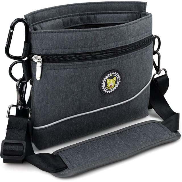 Viklluyr Bolsa De Golosinas Para Perros Con Cierre Magnético 2 Bolsillos Con Cremallera Bolsa De Comida Para Perros Con Bolsillo Interior Extraíble Correa Acolchada Para El Hombro Bolsa De Comida Perf