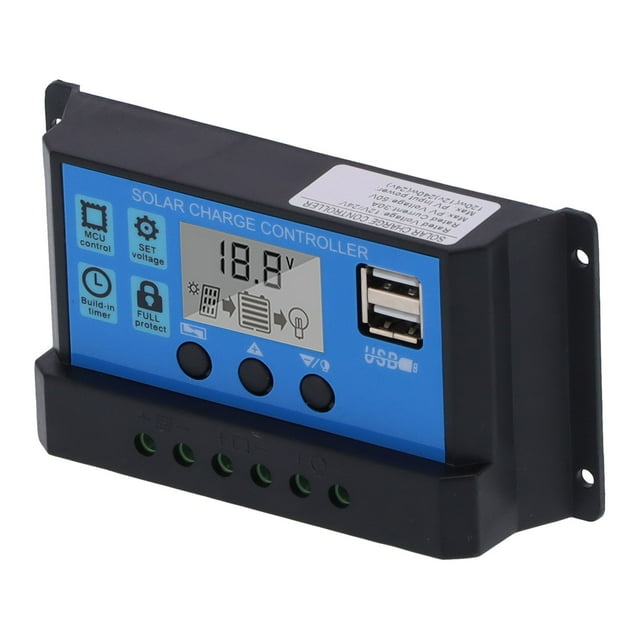 Controlador de carga solar, 30 A, 12 V, 24 V, controlador solar LCD de 2 vías, controlador de panel solar, logre más
