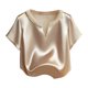 thumbnail image 5 of Eres Más Que Una Camisa de Puntuación de Prueba Moda de Verano de Mujer Color Sólido Casual Cuello en V Top de Manga Corta Mujeres Tops de Verano Casual, 5 of 5