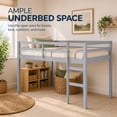 thumbnail image 5 of Miniyam Twin Loft Bed for Kids, Solid Wood Frame with Ladder and Guardrails, Space-Saving Design, Gray, 5 of 7