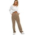 thumbnail image 6 of ZAFUL Women's Vintage High Rise Straight Leg Corduroy Pants Trouser Tan S, 6 of 6