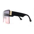 thumbnail image 4 of Oversize Rectangle Shield Flat Top Mob Sunglasses Black Grey Pink, 4 of 4