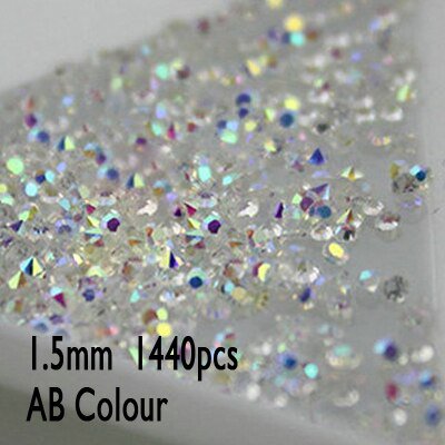 Crystal New 1.0 a 1.6mm 1440pcs Chaton Glass pixie Micro Manicure DIY Tiny Mini Accesorios de belleza para decoraciones de uñas Tan Jianjun unisex
