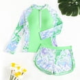 thumbnail image 6 of Xdegoge Swimsuits for Teen Girls Half Zip High Neck Boyshorts Two Piece Rash Guards Stretchy Abstract Print Modest Sun Protection Surfing Water Sports, 6 of 6