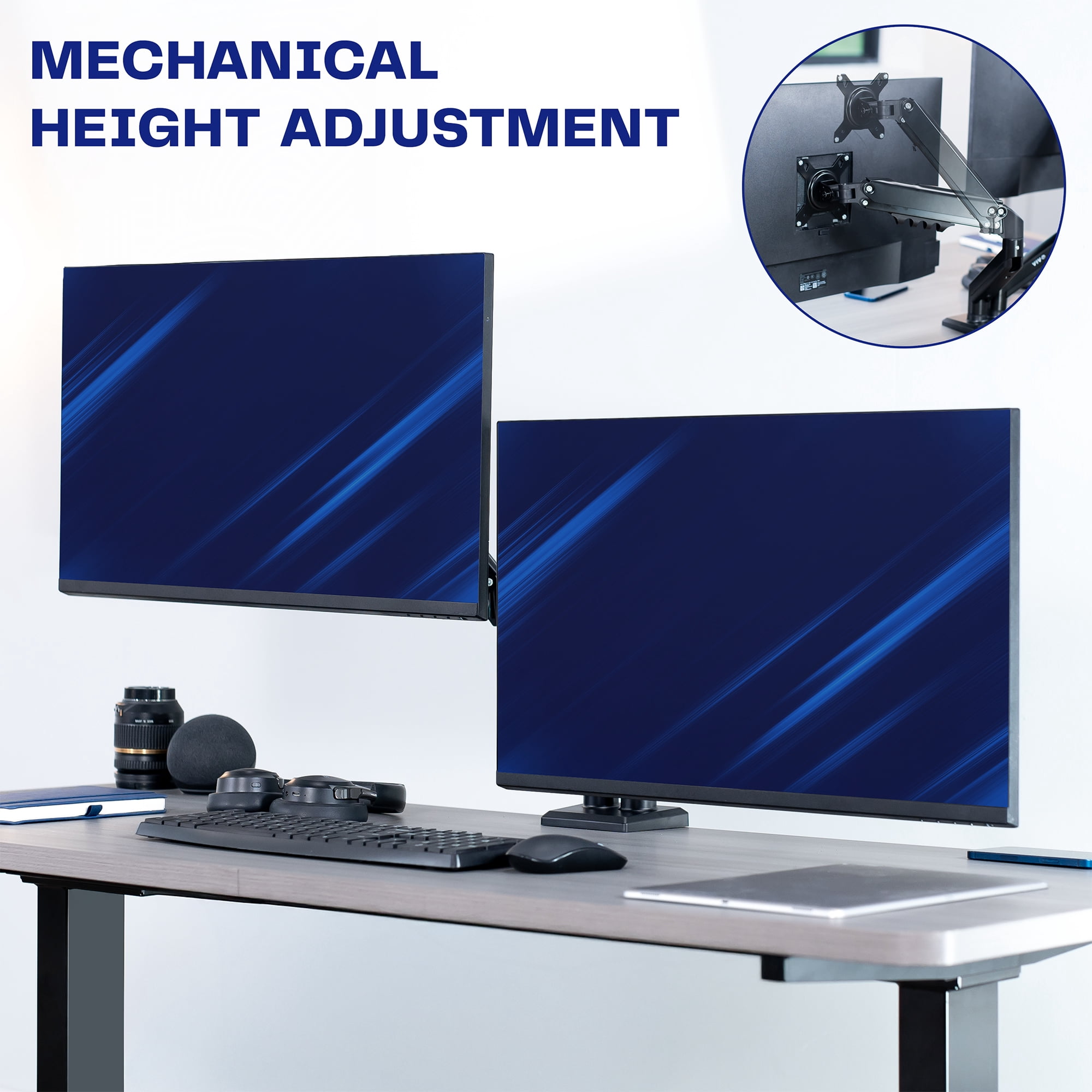 VIVO Black Dual 13" to 30" Computer Monitor Counterbalance Desk Mount Stand
