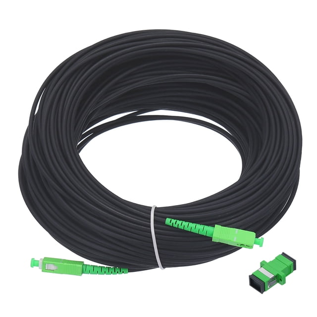 Unique Bargains 1Pcs 164Ft Single Mode Simplex OS2 Fiber Optic Cable LSZH SC/APC-SC/APC Armored Jumper Optical Black with Adapter