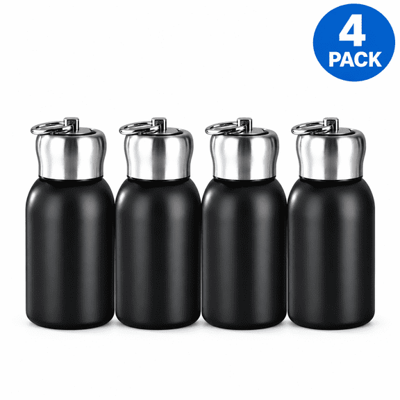 4 Pack 10 oz Mini Stainless Steel Water Bottles, Vacuum Insulated, Compact Travel Bottles for Kids, Gym and Hiking