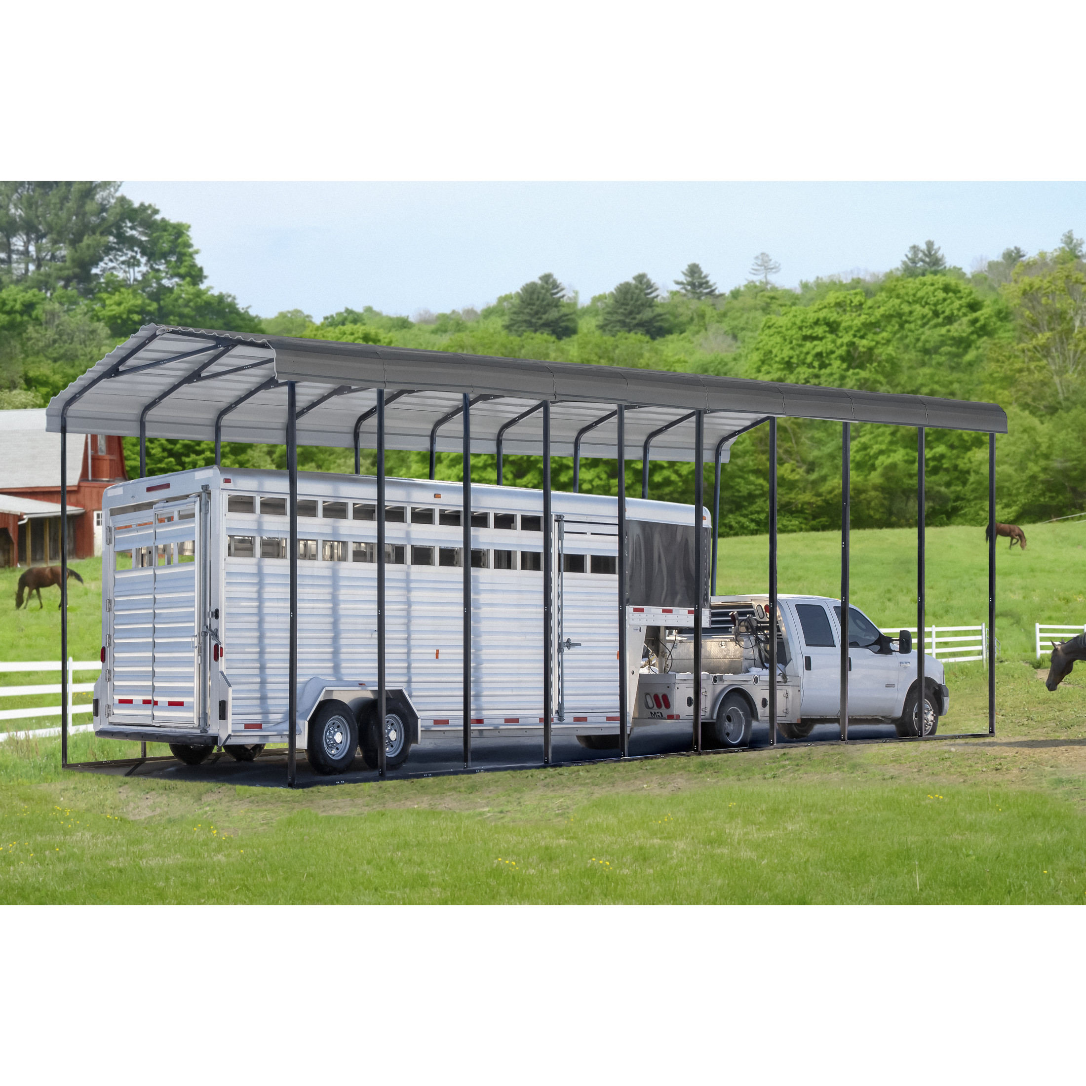 Arrow 14 x 42 x 14 ft Charcoal RV Carport