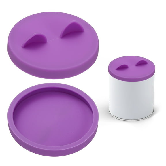 Uxcell Cat Food Can Covers Lids, Dog Food Can Lids with Cute Pet Ears Shaped Silicone Toppers 2.5 Inch, (Lavender, 2Pcs), Intended for Dog / Cat / Pet Food Cans