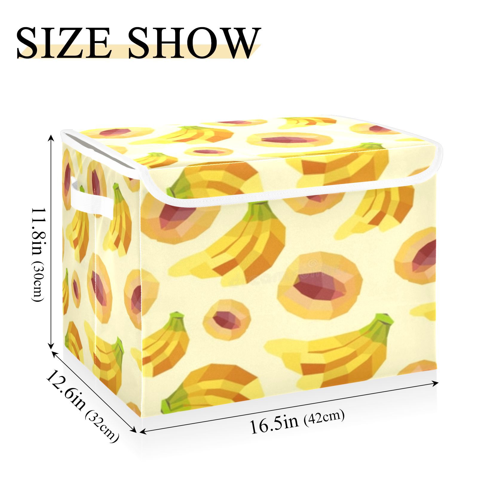 Geometric fruit pattern design Foldable Kids Toy Chest with Flip-Top Lid, Collapsible Fabric Toy Storage Organizer/Bin/Box/Basket/Trunk for Toddler