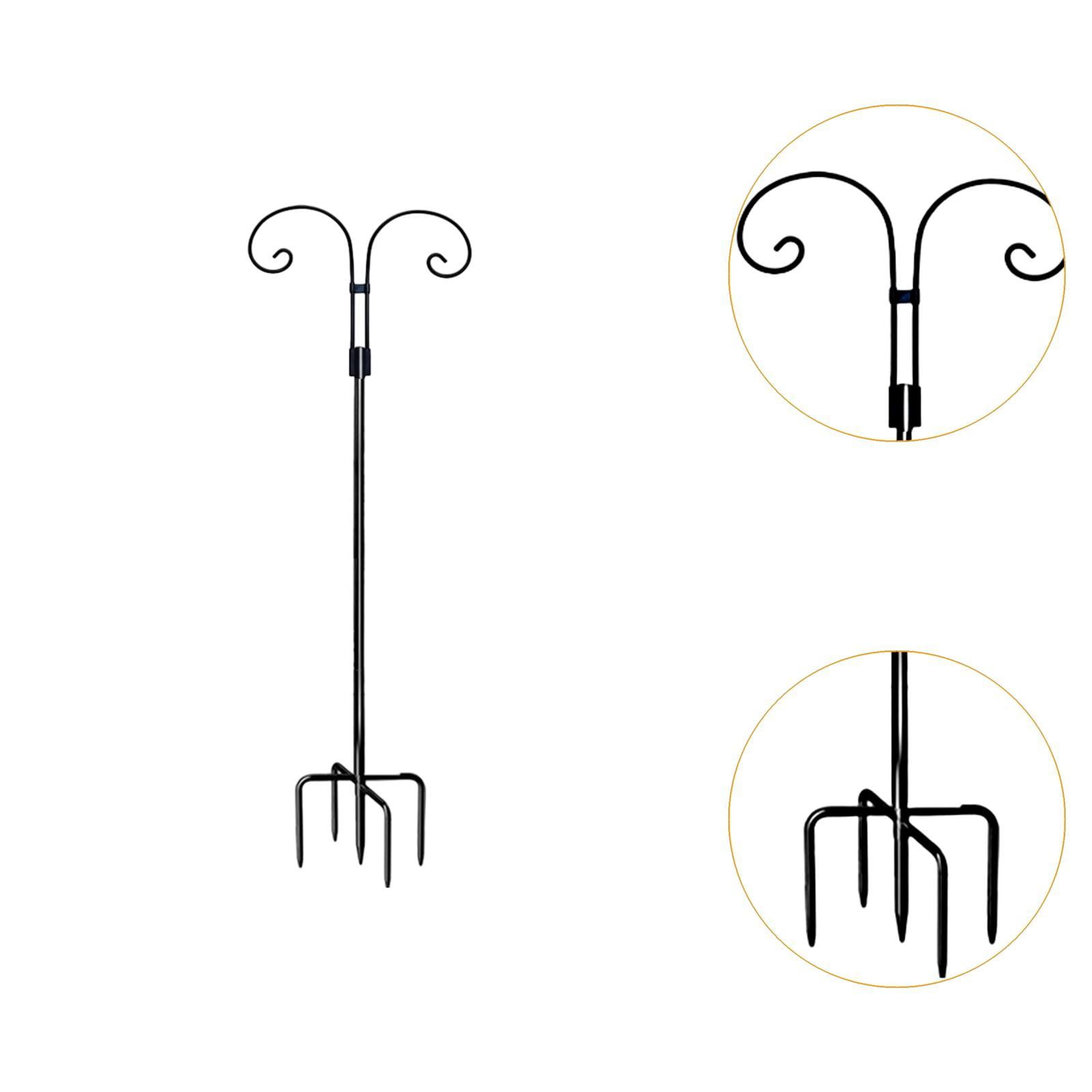 CarpNettore Double Shepherds Hook Bird Feeder Pole Outside Garden Hanging Holder Garden Hook Height 2.4M