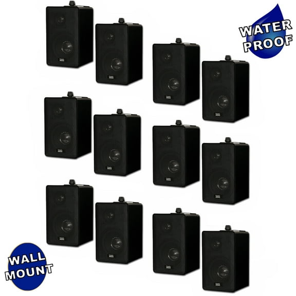 Acoustic Audio 251B Indoor Outdoor 3 Way Speakers 2400 Watt Black 6 Pair Pack 251B-6Pr