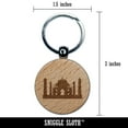 thumbnail image 2 of Taj Mahal Agra India Landmark Silhouette Round Keychain Charm Tag - Engraved Wood, 2 of 6