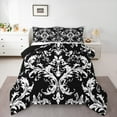 thumbnail image 3 of Manfei Retro Damask Jacquard Bedding Comforter Set,Baroque Flower Floral Twin Comforter Sets,White Black Bedding Set For Adult,Super Cozy Room Decoration Reversible,2-Piece, 3 of 9