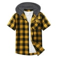 thumbnail image 4 of Titcea Mens Plaid Button Down Shirt, Short Sleeve Flannel Snap Button Drawstring Hoodie Shirts, Lightweight Soft Summer Vacation Shirts, 4 of 7