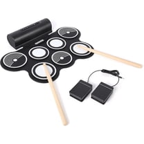 7-Pad Electronic Drum Set with Headphone Jack, Built-In Speaker, Drumsticks & Pedals, Portable Electric Drum Kit for Beginners