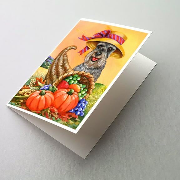 Schnauzer Autumn Greeting Cards and Envelopes Pack of 8