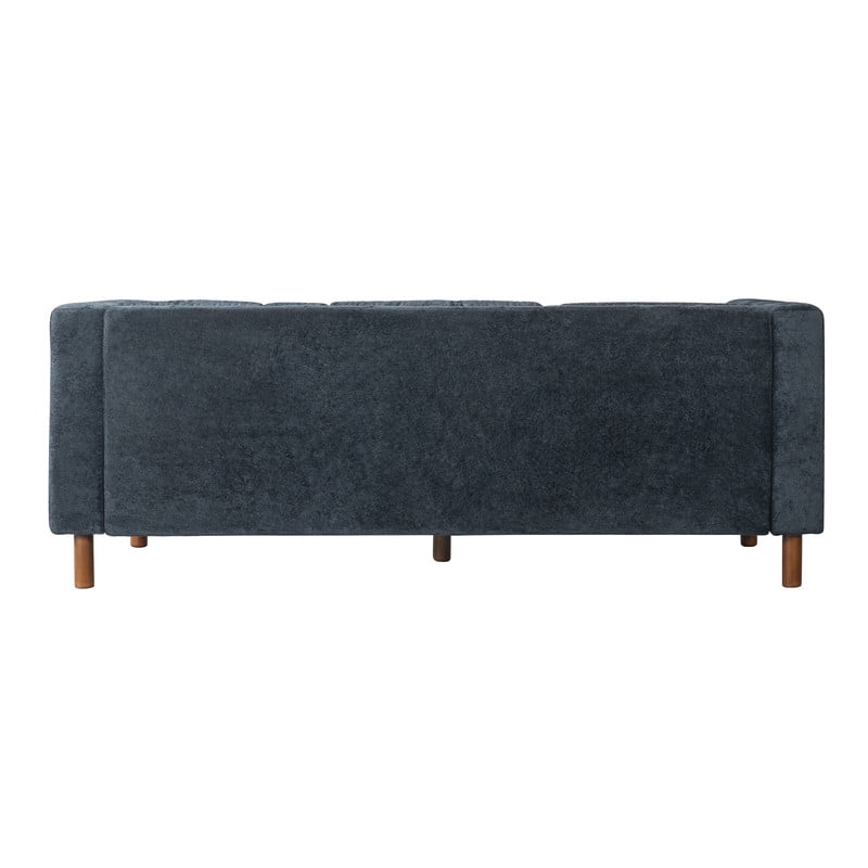 78" Modern Upholstered 3-Seater Sofa with Solid Wood Legs, Chenille Soft Couch with Square Arms & Tufted Pillow Back