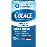 Colace Regular Strength Stool Softener for Constipation Relief, 100mg Capsules, 30 Ct