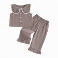 thumbnail image 4 of TOWED22 Toddler Girl Clothes Infant Baby Outfits 2pcs Sleeveless Linen Blend Camisole Casual Long Pants(Brown,2-3 Y), 4 of 4