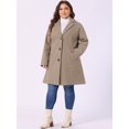 thumbnail image 3 of DARING DIVA Women's Plus Size Notched Lapel Single Breasted Trench Coat 3X Light Brown, 3 of 6