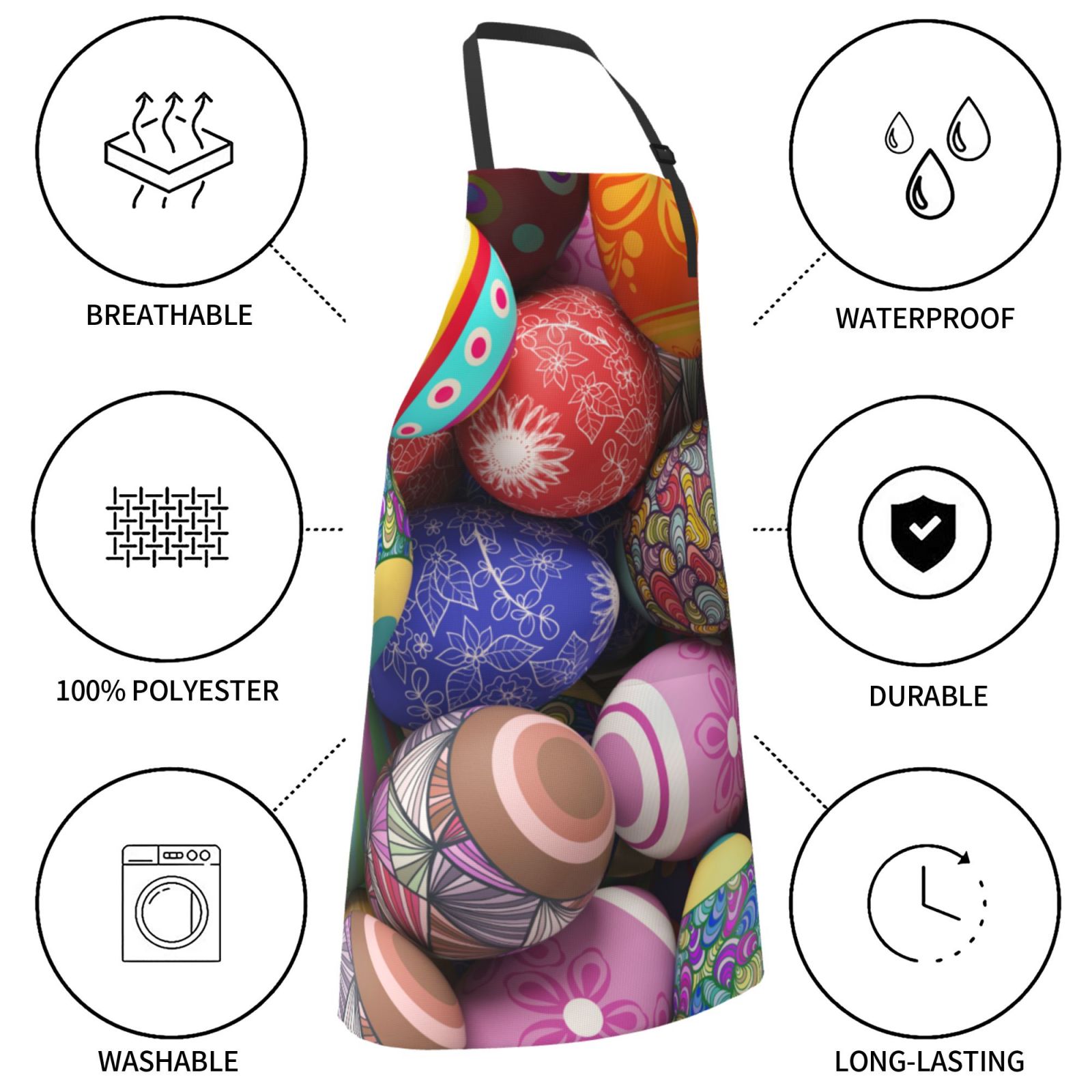 Kdxio Easter Eggs1 Apron with Pockets Adjustable Kitchen Aprons for Men Women Waterproof Aprons for Cooking,Drawing,Crafting, Baking Household Cleaning