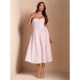 thumbnail image 7 of Coral Pink Spaghetti Strap Fit & Flare Midi Dress For Elegant Party, Night Out, Or Sophisticated Daywear, 7 of 7
