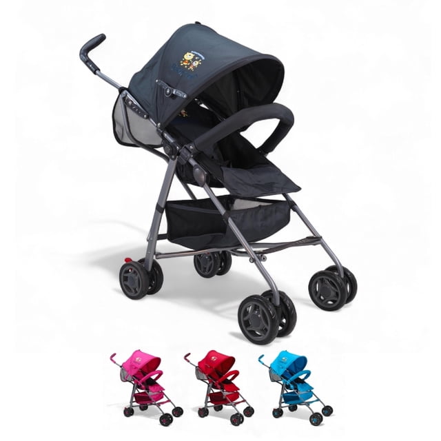 Carriola de bastón The Baby Shop compacta,frenos,arnés,8 llantas Gris