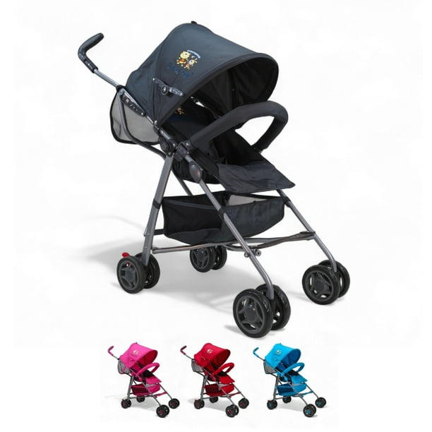 Carriola de bastón The Baby Shop compacta,frenos,arnés,8 llantas Gris