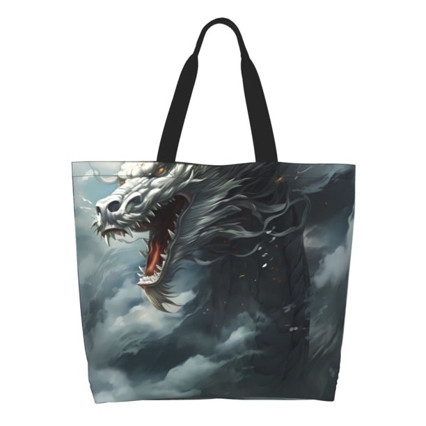 Disketp Cloud White Dragon Bolsa Tote Estampada para Mujer, Bolso de Hombro y de Mano para Compras y Viajes